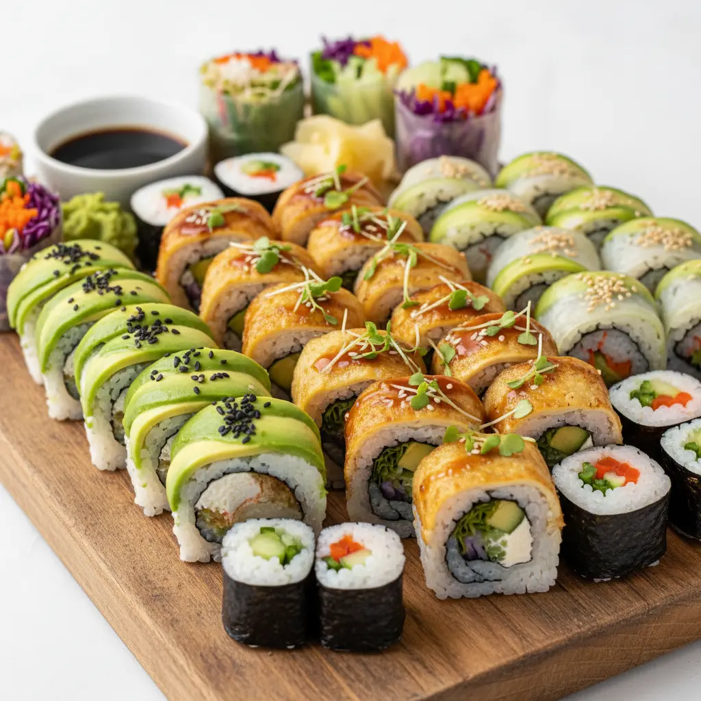 Vegetarian and vegan sushi platter